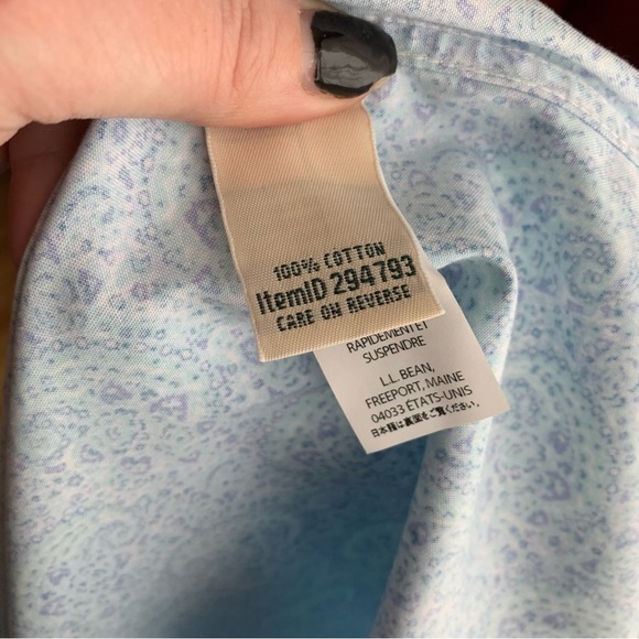 L.l.bean BUTTON UP BLOUSE IN BLUE PAISLY PRINT SIZE MEDIUM - Picture 7 of 11